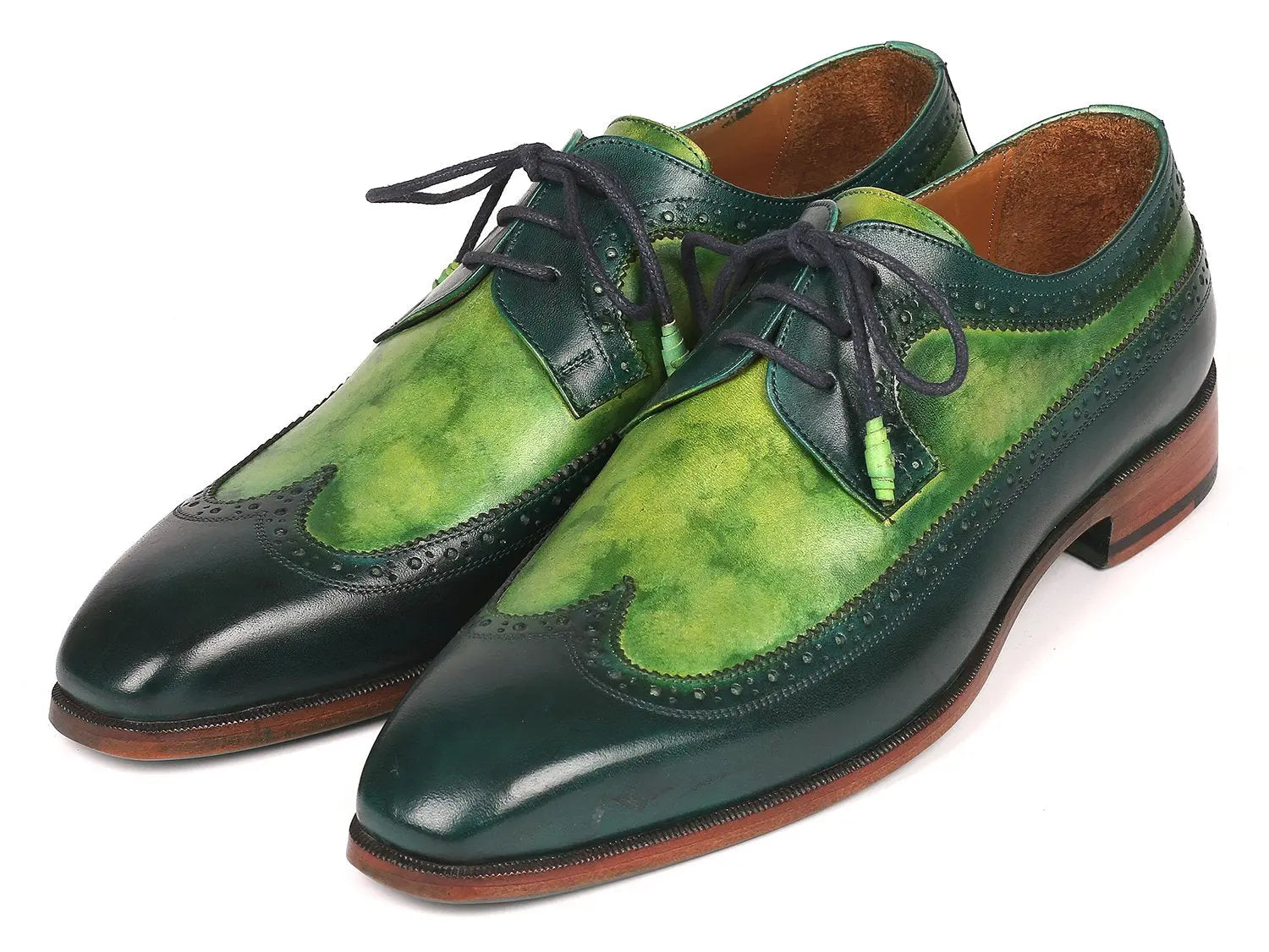 Paul Parkman Men's Green Dual Tone Wingtip Derby Shoes (ID#6931GRN) PAUL PARKMAN