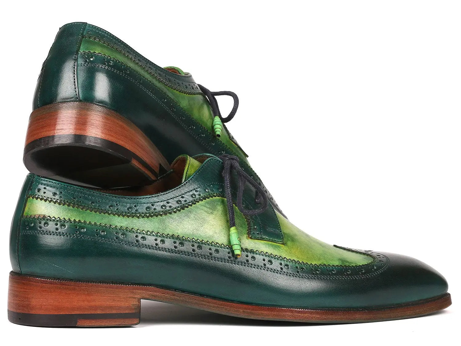 Paul Parkman Men's Green Dual Tone Wingtip Derby Shoes (ID#6931GRN) PAUL PARKMAN