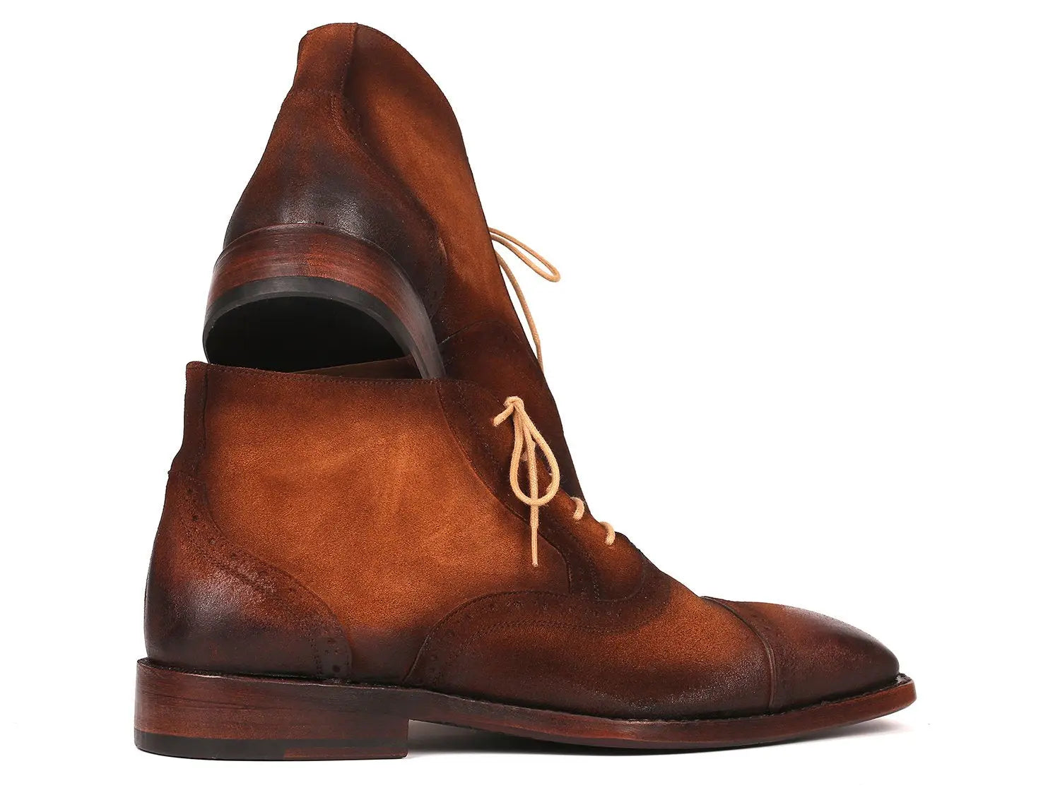 Paul Parkman Men's Antique Brown Suede Cap Toe Ankle Boots (ID#644BRW17) PAUL PARKMAN