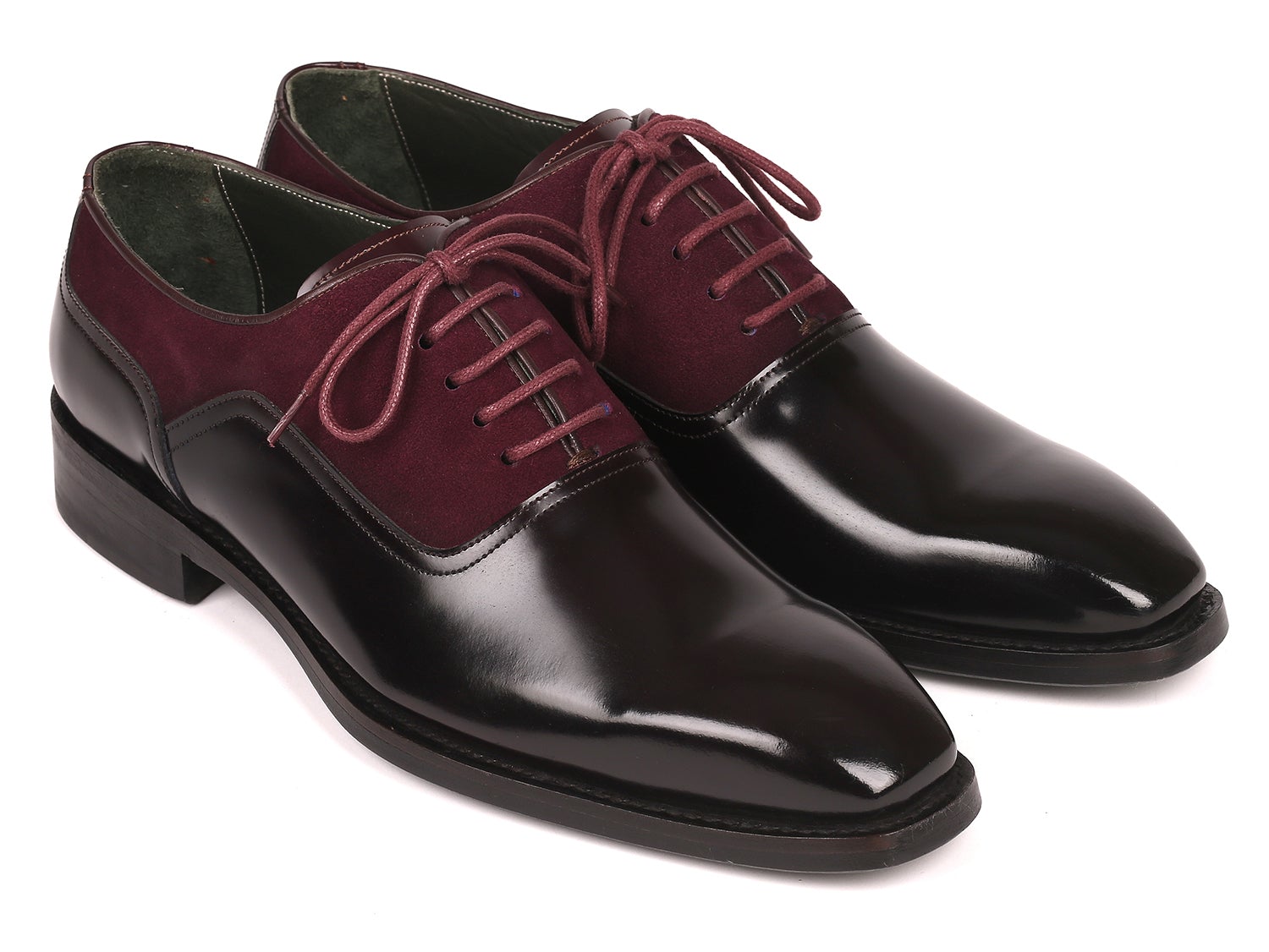 Paul Parkman Men's Burgundy Suede & Black Patent Oxfords (ID#17BUR85)