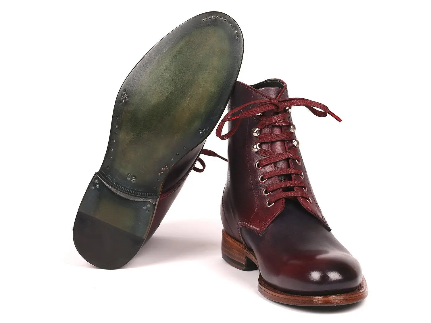 Paul Parkman Men's Bordeaux/Navy Genuine Leather Boots (ID#824BRD65) PAUL PARKMAN