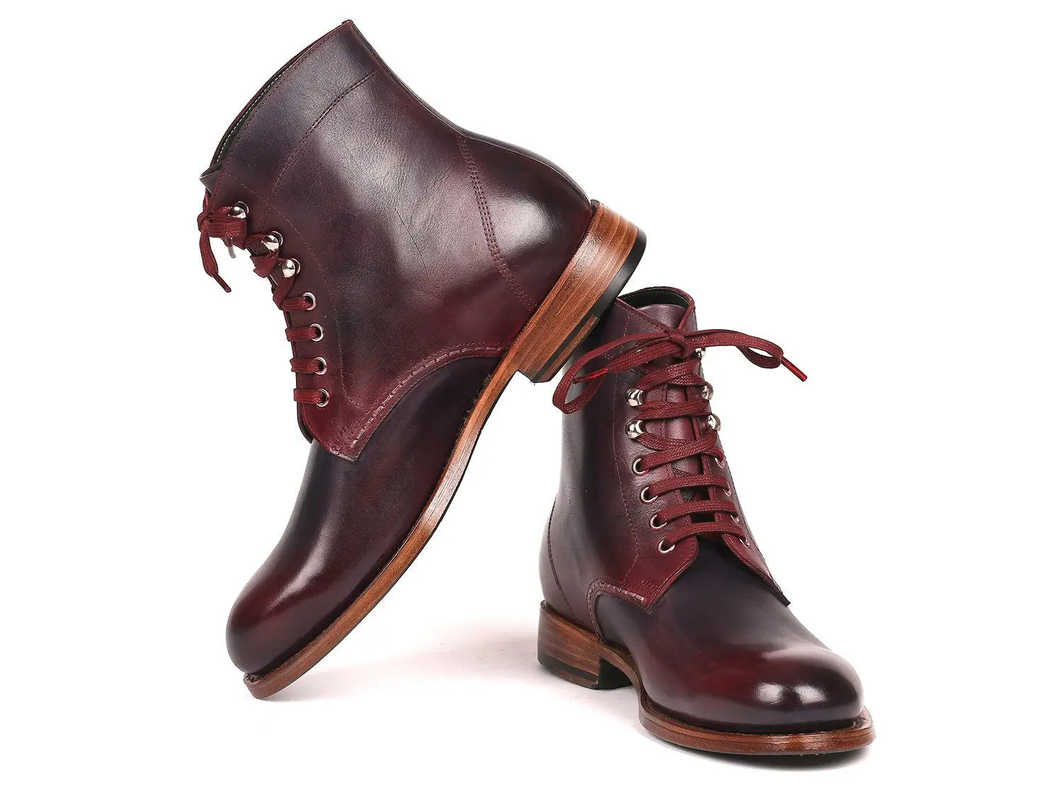 Paul Parkman Men's Bordeaux/Navy Genuine Leather Boots (ID#824BRD65) PAUL PARKMAN