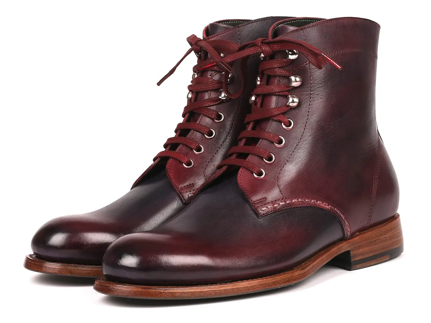 Paul Parkman Men's Bordeaux/Navy Genuine Leather Boots (ID#824BRD65) PAUL PARKMAN