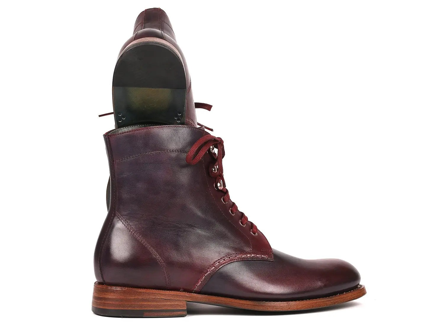 Paul Parkman Men's Bordeaux/Navy Genuine Leather Boots (ID#824BRD65) PAUL PARKMAN
