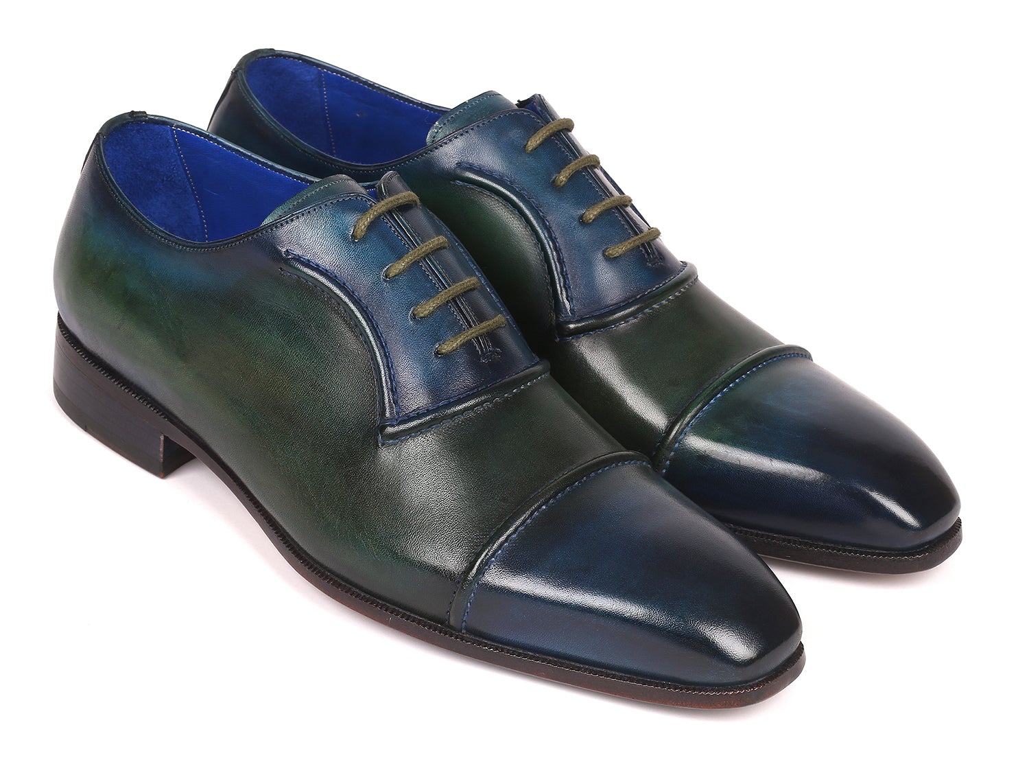 Paul Parkman Men's Cap-Toe Oxfords Blue & Green (ID#078-BLU-GRN)