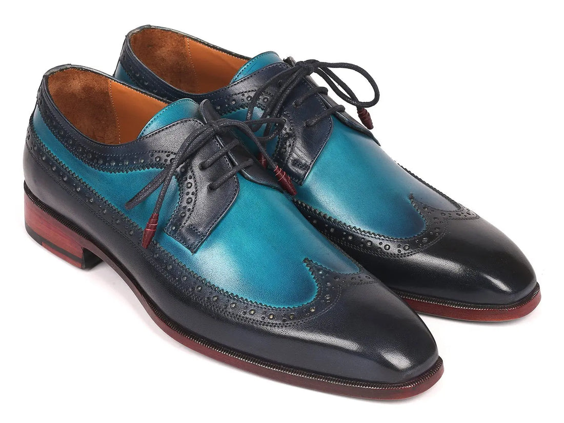 Paul Parkman Men's Blue Dual Tone Wingtip Derby Shoes (ID#6931BLU) PAUL PARKMAN