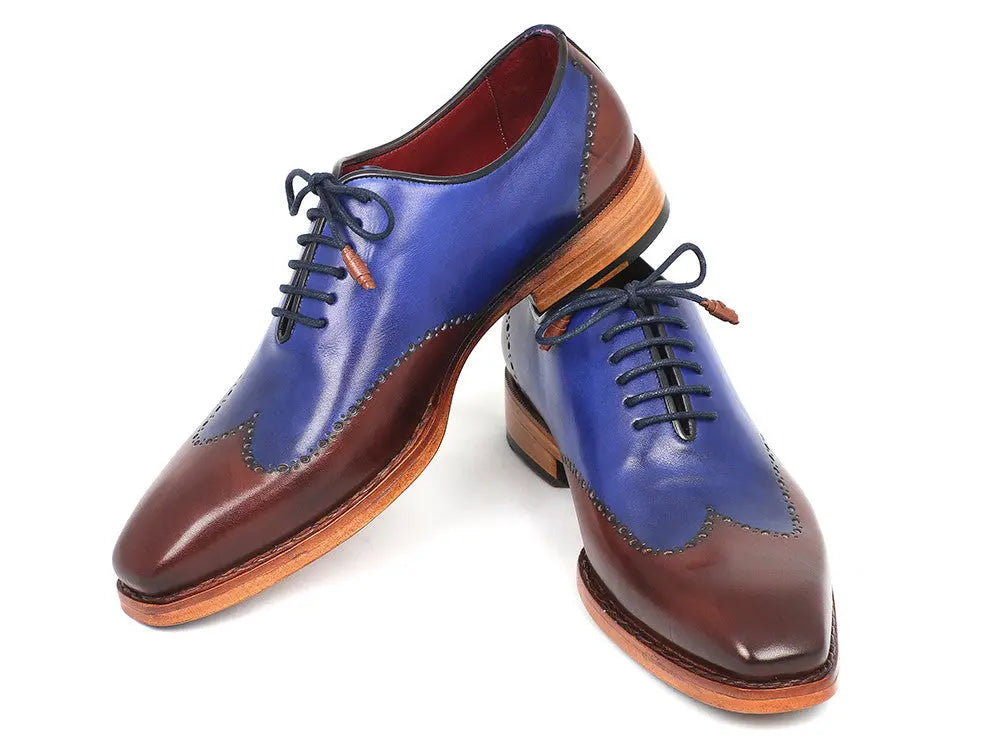 Paul Parkman Men's Blue/Brown Goodyear Welted Wingtip Oxfords (ID#81BLU57) PAUL PARKMAN