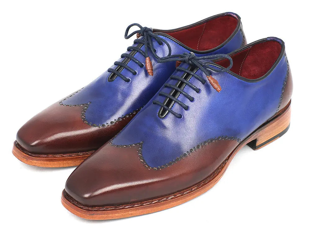 Paul Parkman Men's Blue/Brown Goodyear Welted Wingtip Oxfords (ID#81BLU57) PAUL PARKMAN