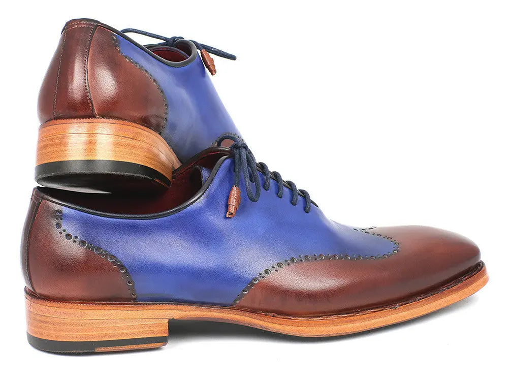 Paul Parkman Men's Blue/Brown Goodyear Welted Wingtip Oxfords (ID#81BLU57) PAUL PARKMAN