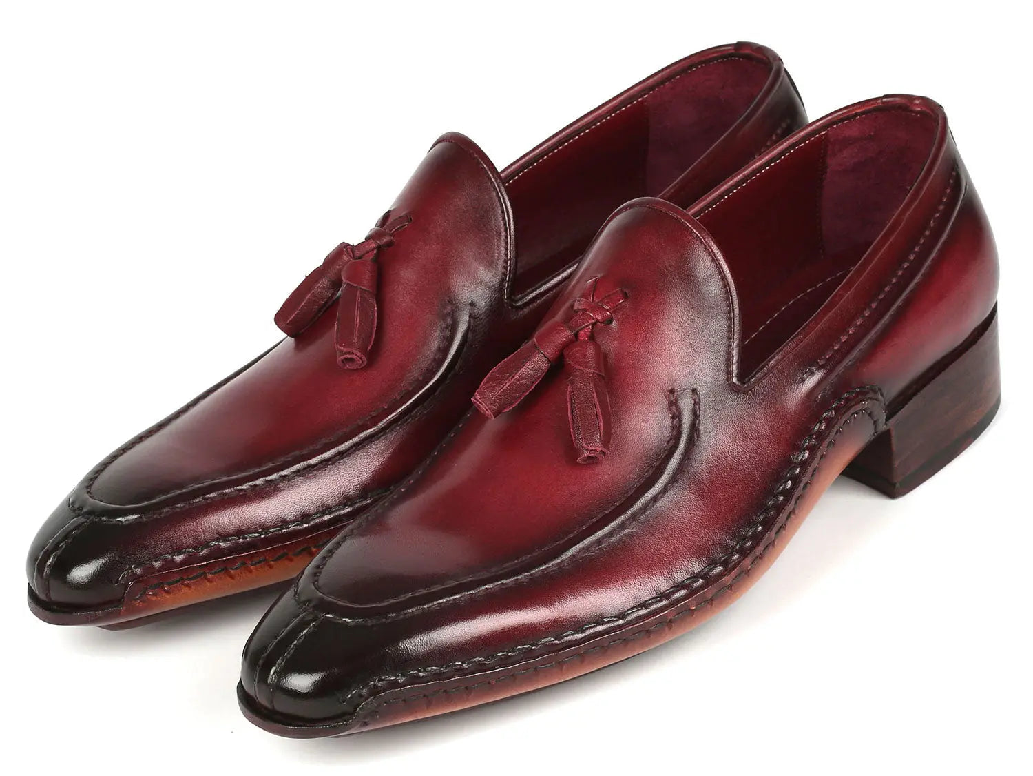 Paul Parkman Men's Bordeaux Hand-Sewn Tassel Loafers (ID#082-BRD) PAUL PARKMAN