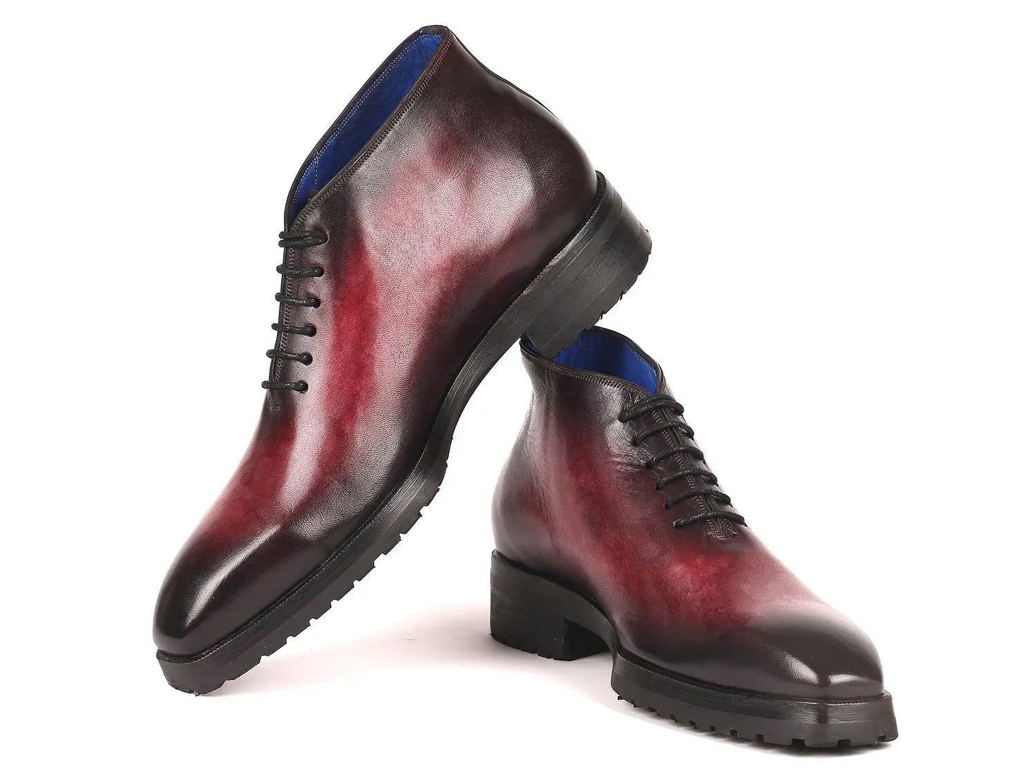 Paul Parkman Men's Bordeaux Burnished Ankle Boots (ID#791BRD13) PAUL PARKMAN