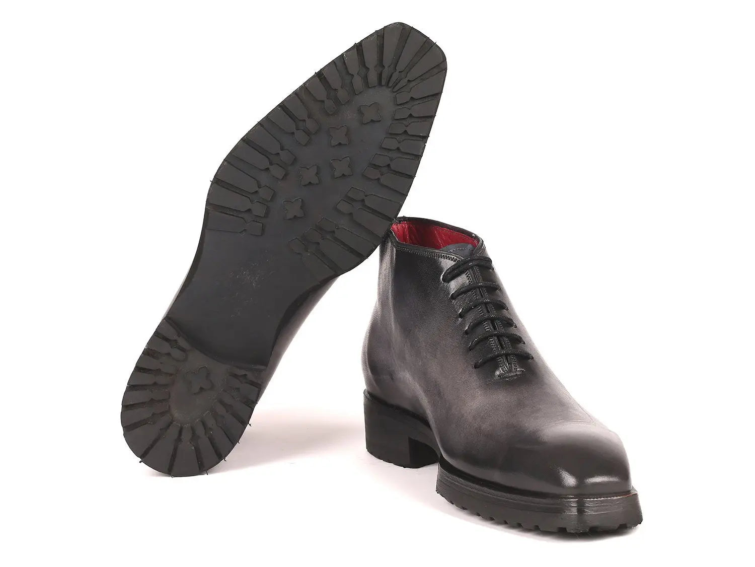 Paul Parkman Men's Gray Burnished Ankle Boots (ID#791GRY14) PAUL PARKMAN