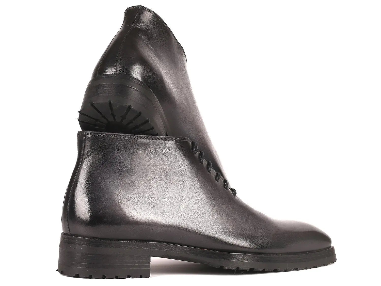Paul Parkman Men's Gray Burnished Ankle Boots (ID#791GRY14) PAUL PARKMAN