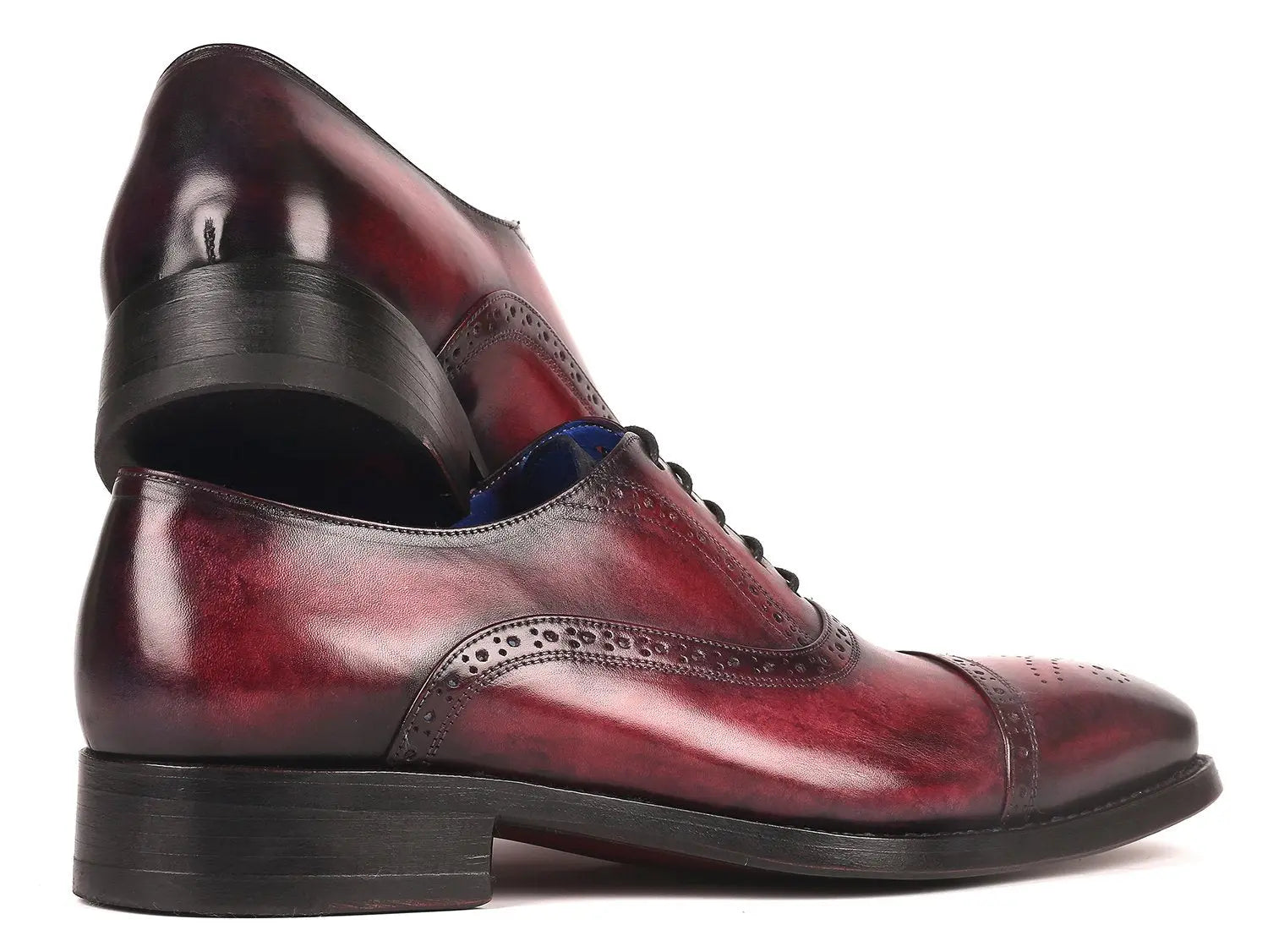 Paul Parkman Men's Bordeaux Burnished Goodyear Welted Cap Toe Oxfords (ID#79BRD68) PAUL PARKMAN