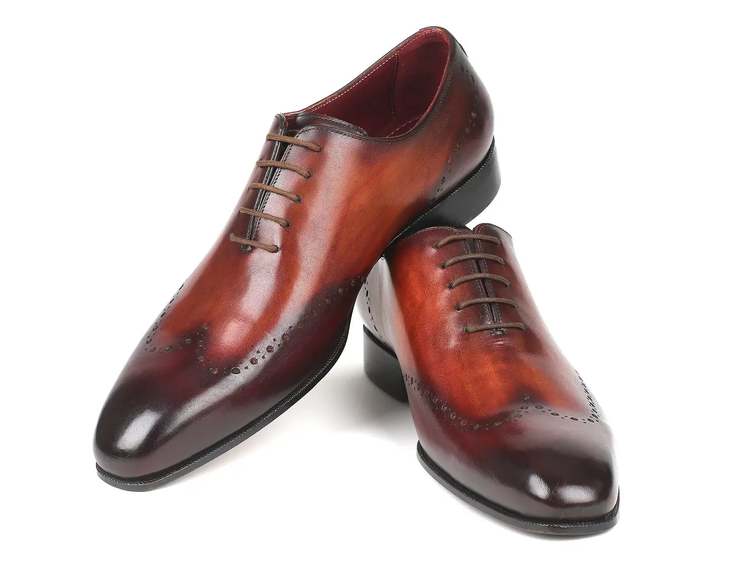 Paul Parkman Men's Brown/Bordeaux Wingtip Oxfords (ID#84BT76) PAUL PARKMAN