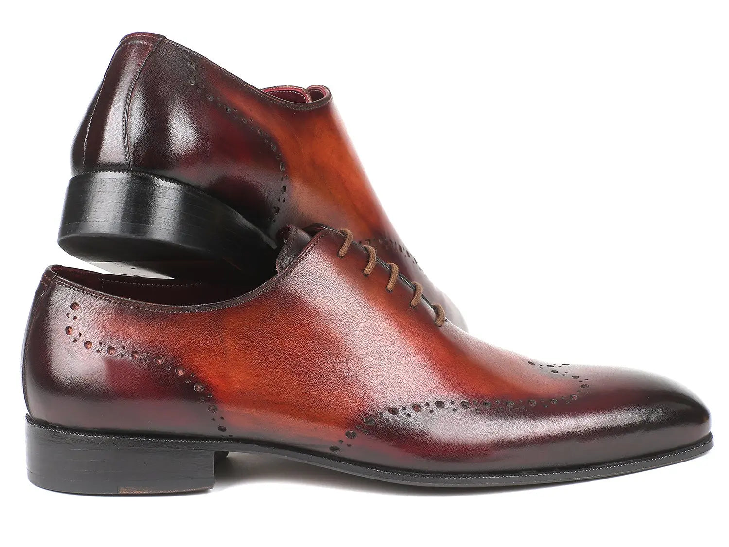 Paul Parkman Men's Brown/Bordeaux Wingtip Oxfords (ID#84BT76) PAUL PARKMAN