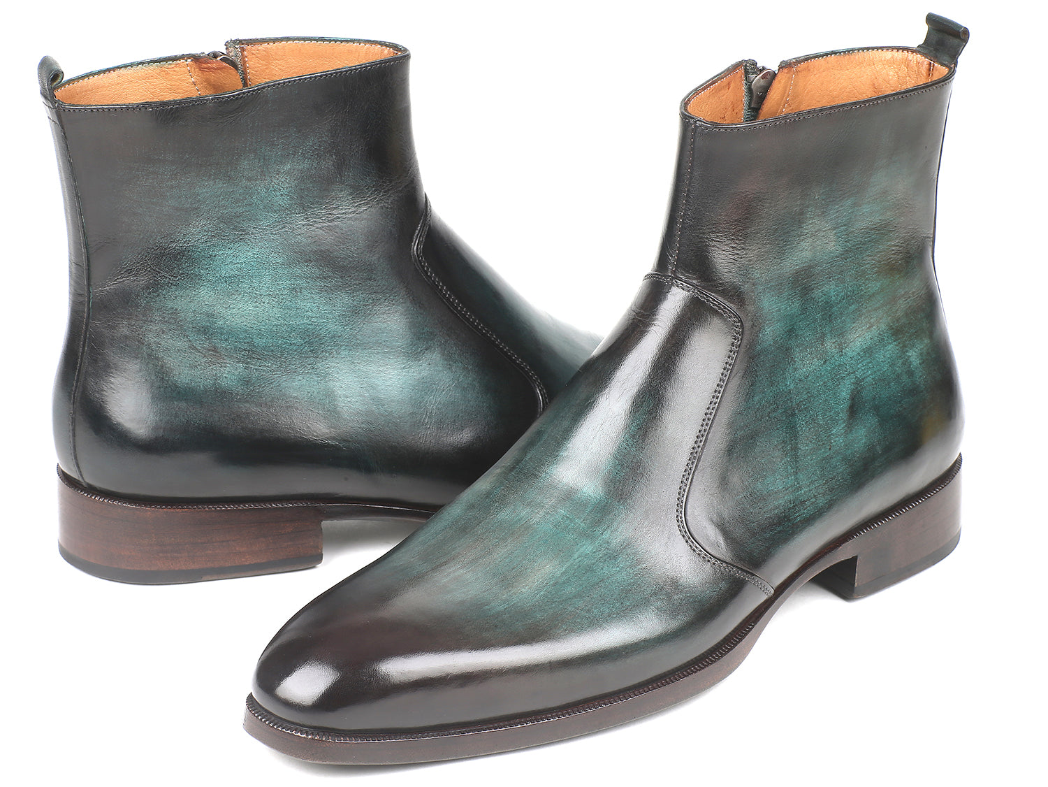 Paul Parkman Turquoise Burnished Side Zipper Boots (ID#BT487TRQ) PAUL PARKMAN