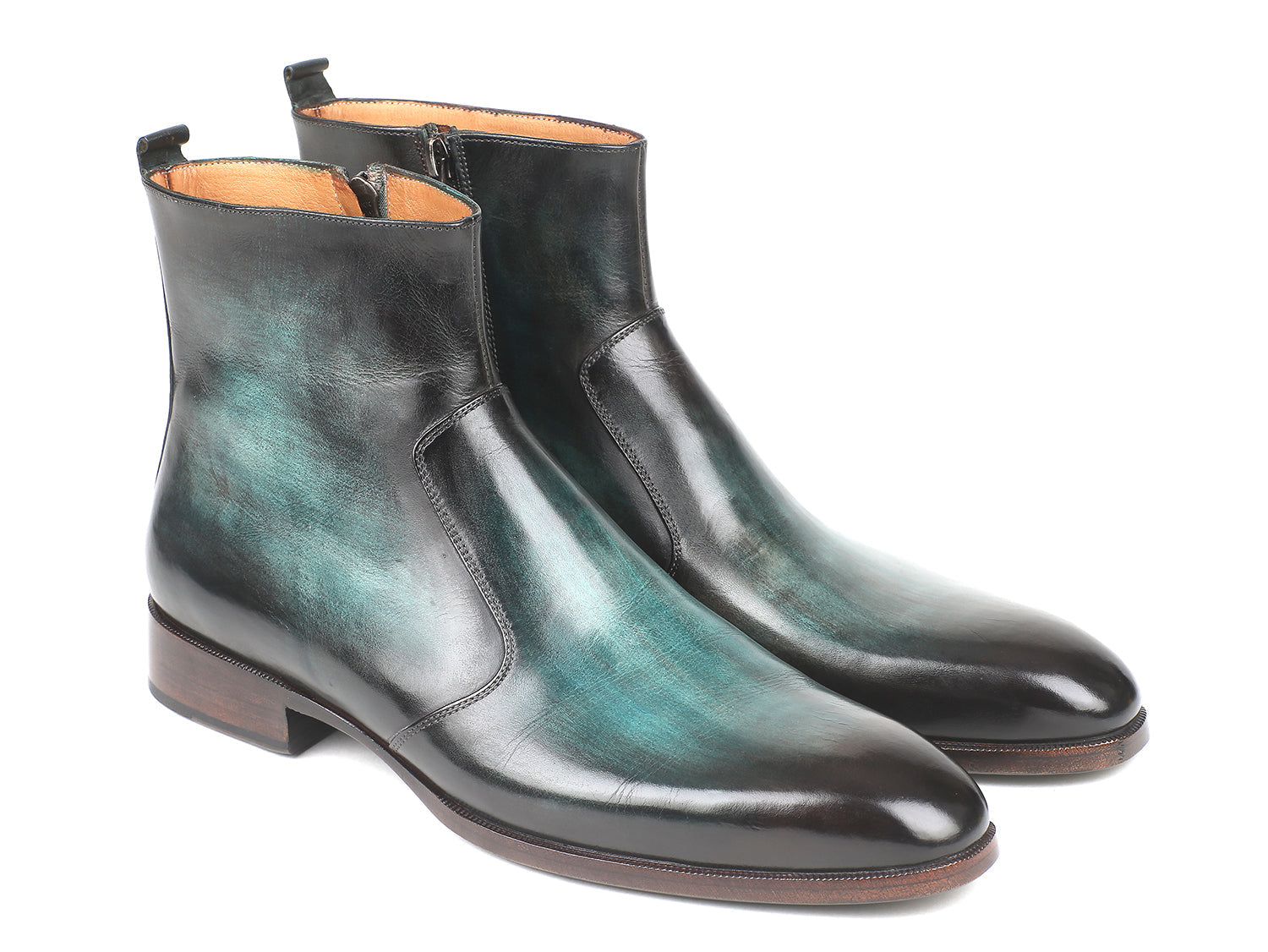 Paul Parkman Turquoise Burnished Side Zipper Boots (ID#BT487TRQ) PAUL PARKMAN