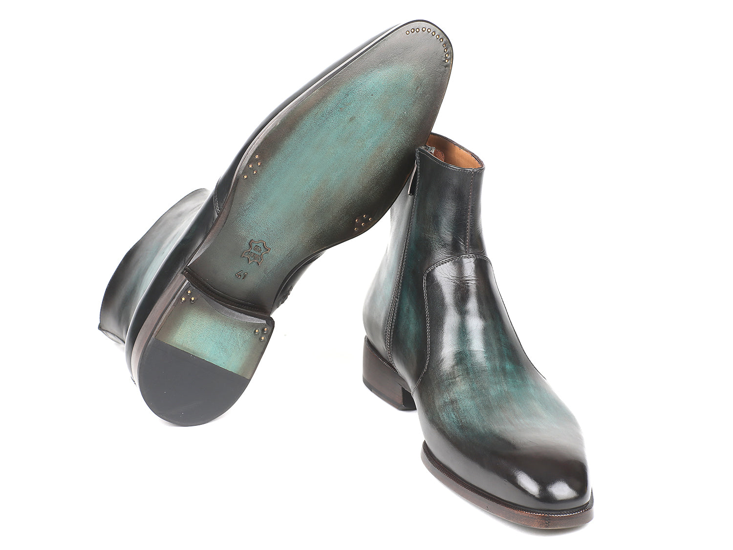 Paul Parkman Turquoise Burnished Side Zipper Boots (ID#BT487TRQ) PAUL PARKMAN