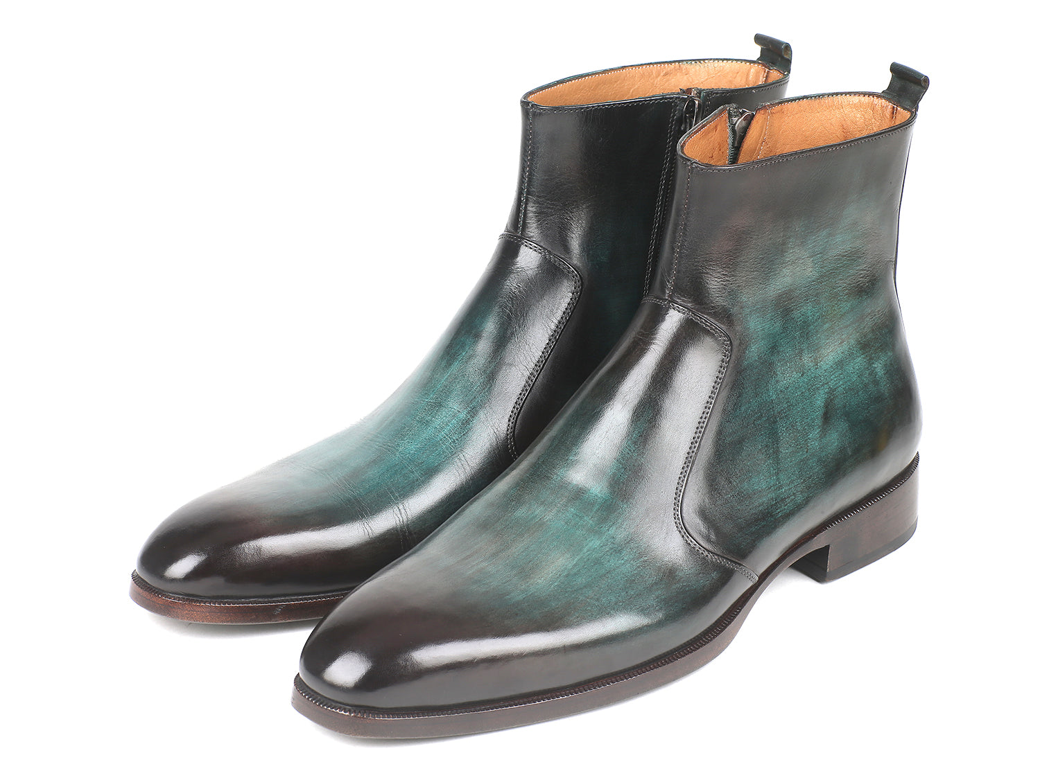 Paul Parkman Turquoise Burnished Side Zipper Boots (ID#BT487TRQ) PAUL PARKMAN