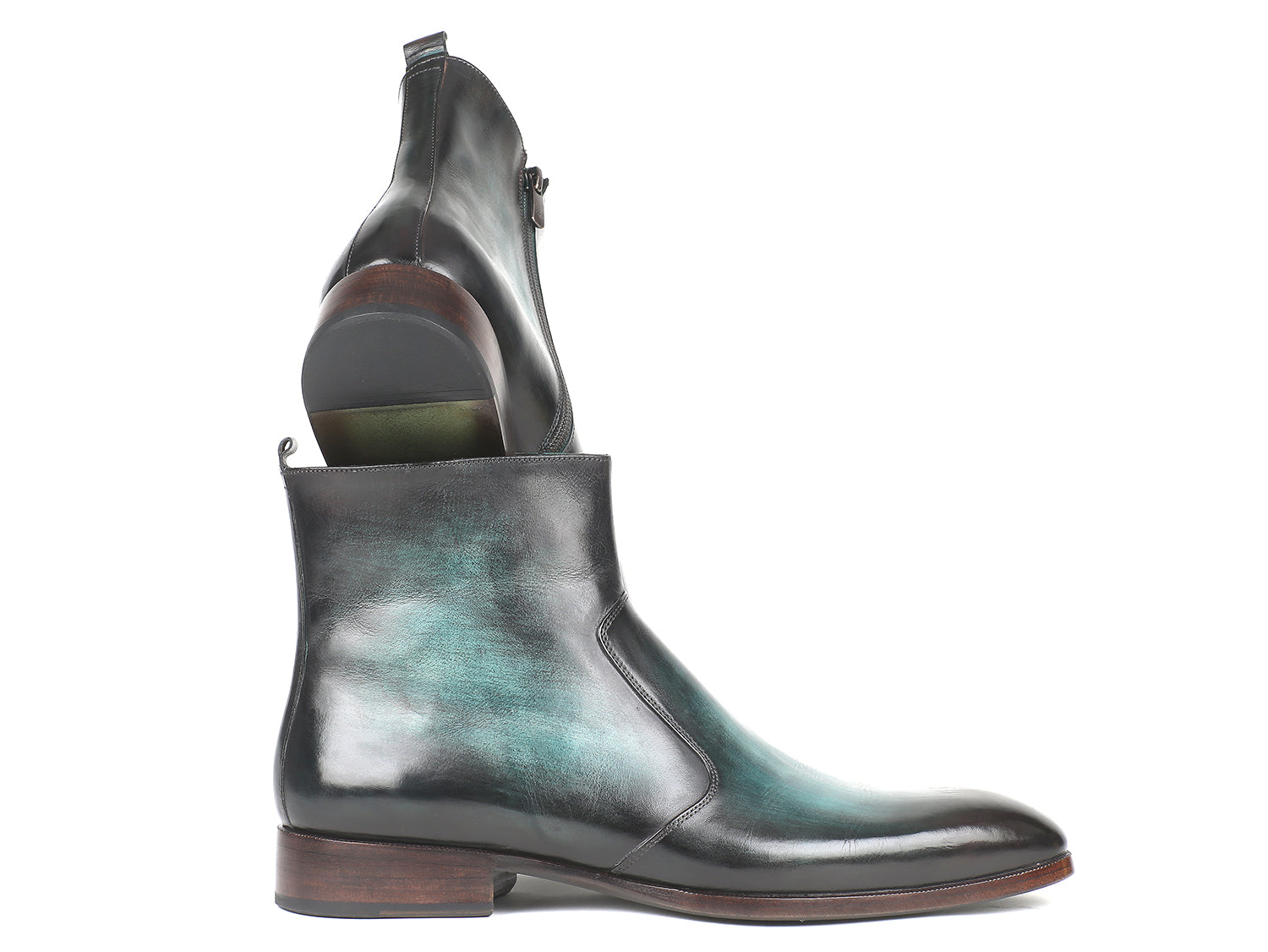 Paul Parkman Turquoise Burnished Side Zipper Boots (ID#BT487TRQ) PAUL PARKMAN