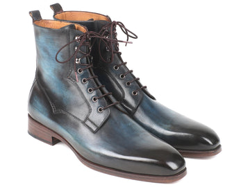 Paul Parkman Men's Blue & Brown Leather Boots (ID#BT548AW) PAUL PARKMAN