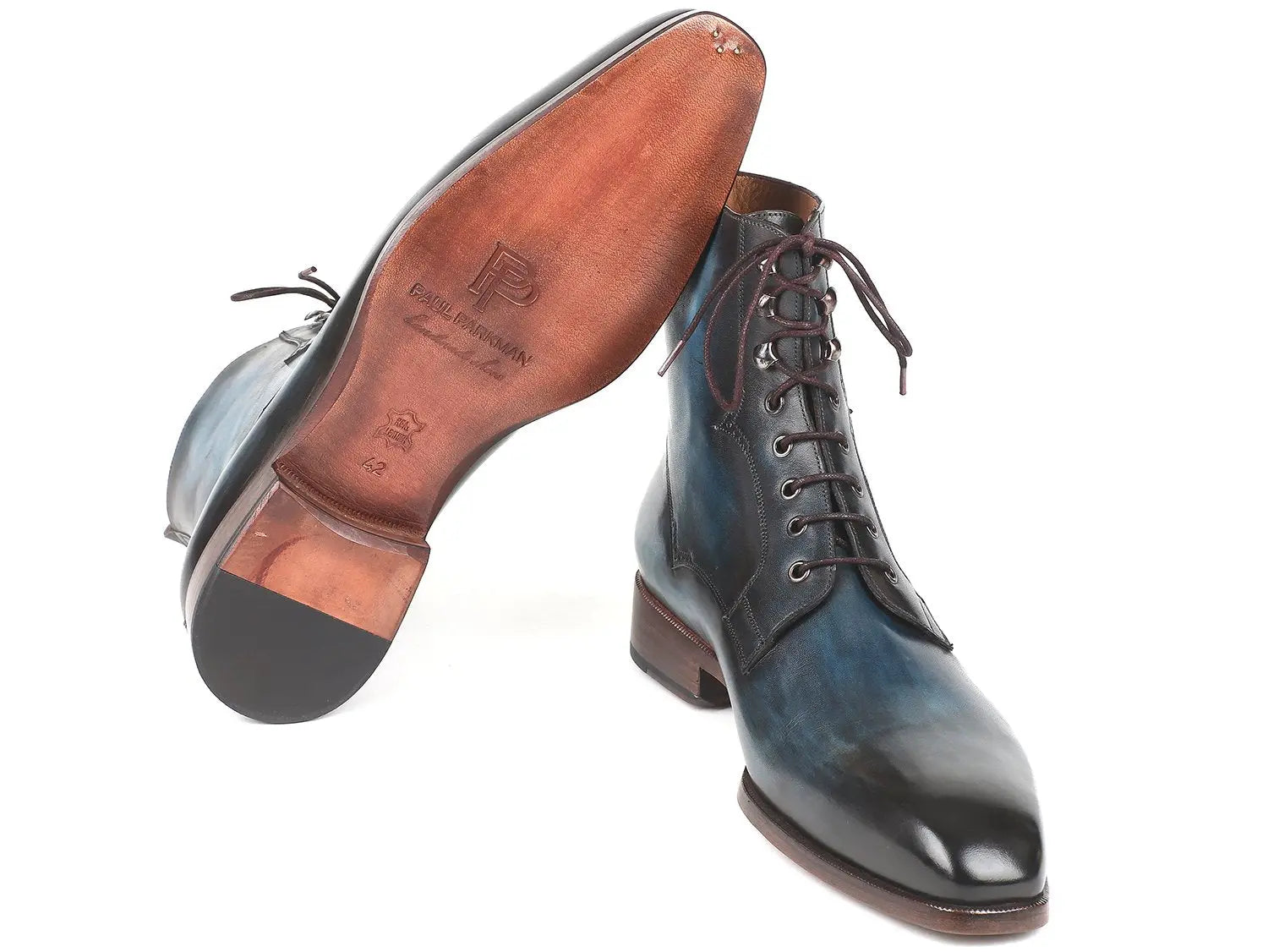 Paul Parkman Men's Blue/Brown Genuine Leather Boots (ID#BT548AW) PAUL PARKMAN