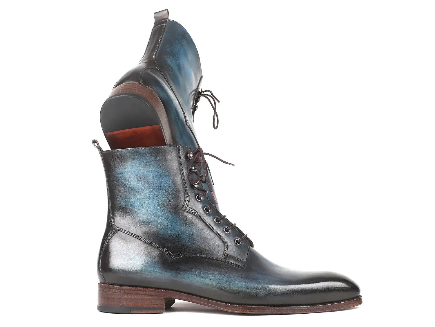 Paul Parkman Men's Blue/Brown Genuine Leather Boots (ID#BT548AW) PAUL PARKMAN