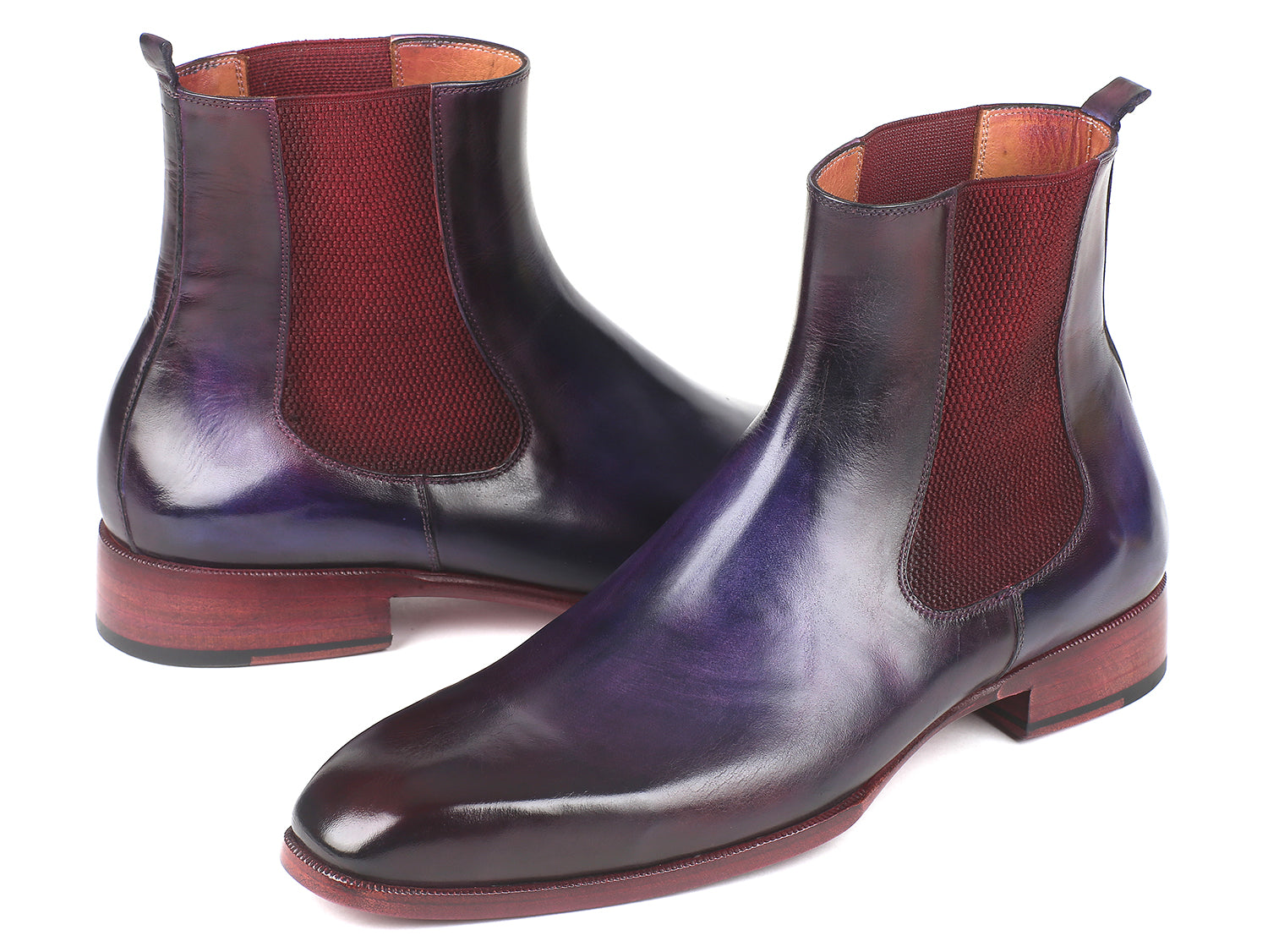 Paul Parkman Navy & Purple Chelsea Boots (ID#BT552PUR) PAUL PARKMAN