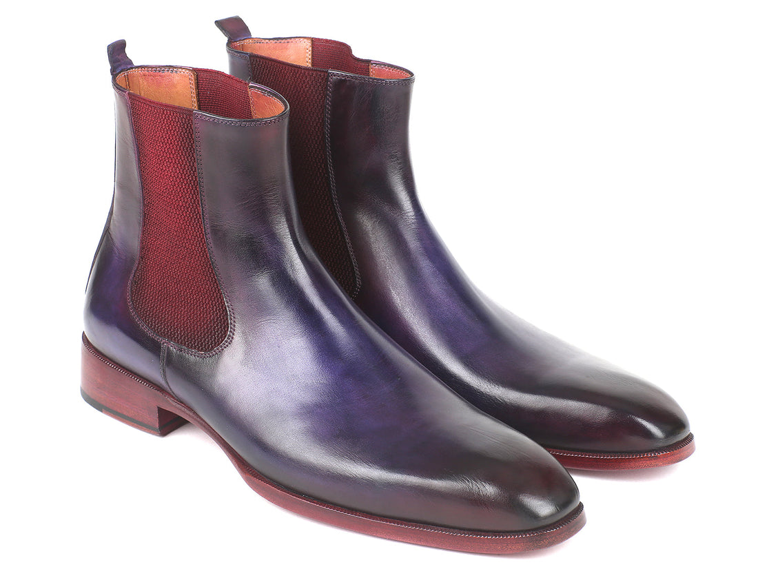 Paul Parkman Navy & Purple Chelsea Boots (ID#BT552PUR) PAUL PARKMAN