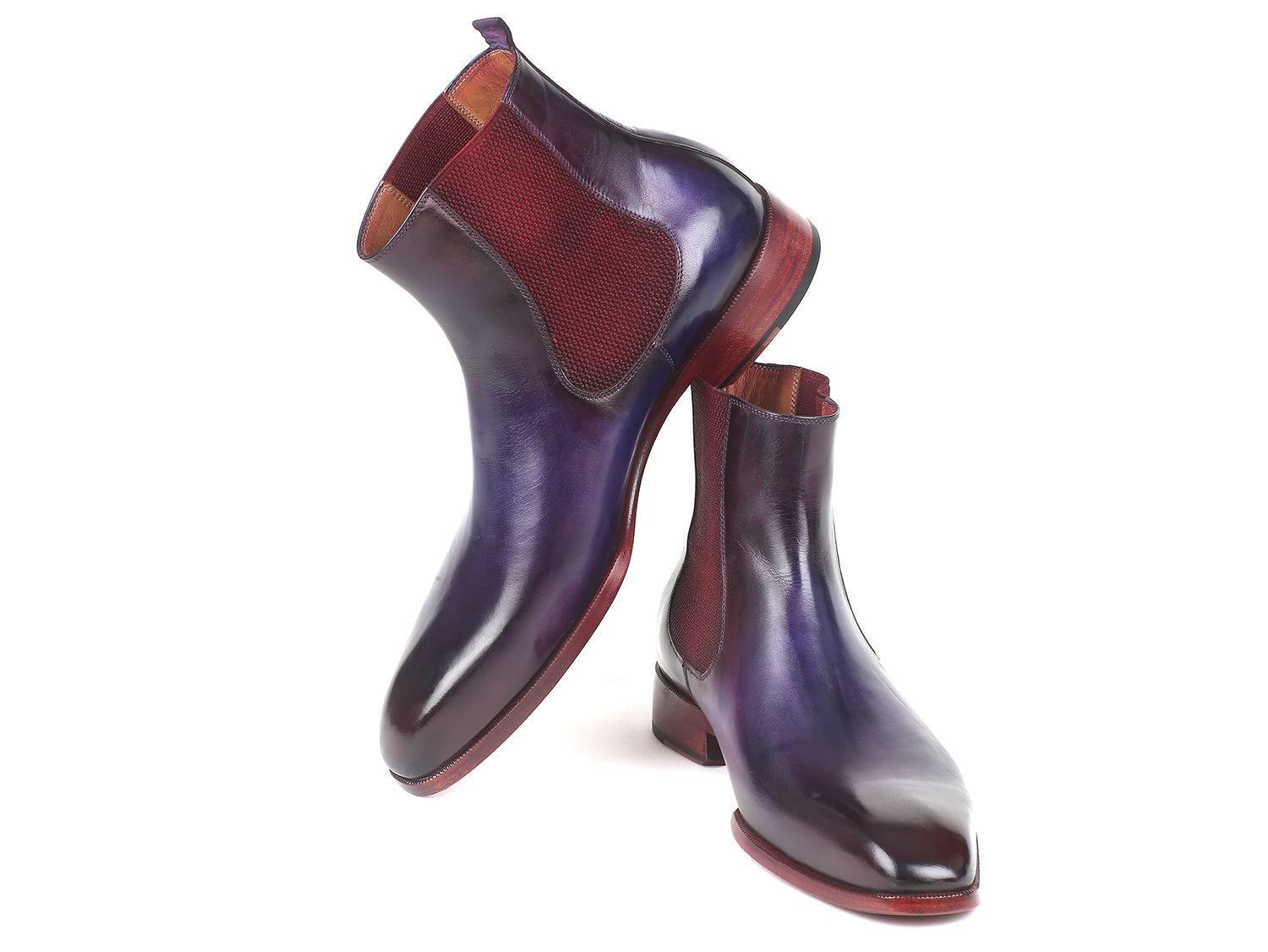 Paul Parkman Navy & Purple Chelsea Boots (ID#BT552PUR) PAUL PARKMAN