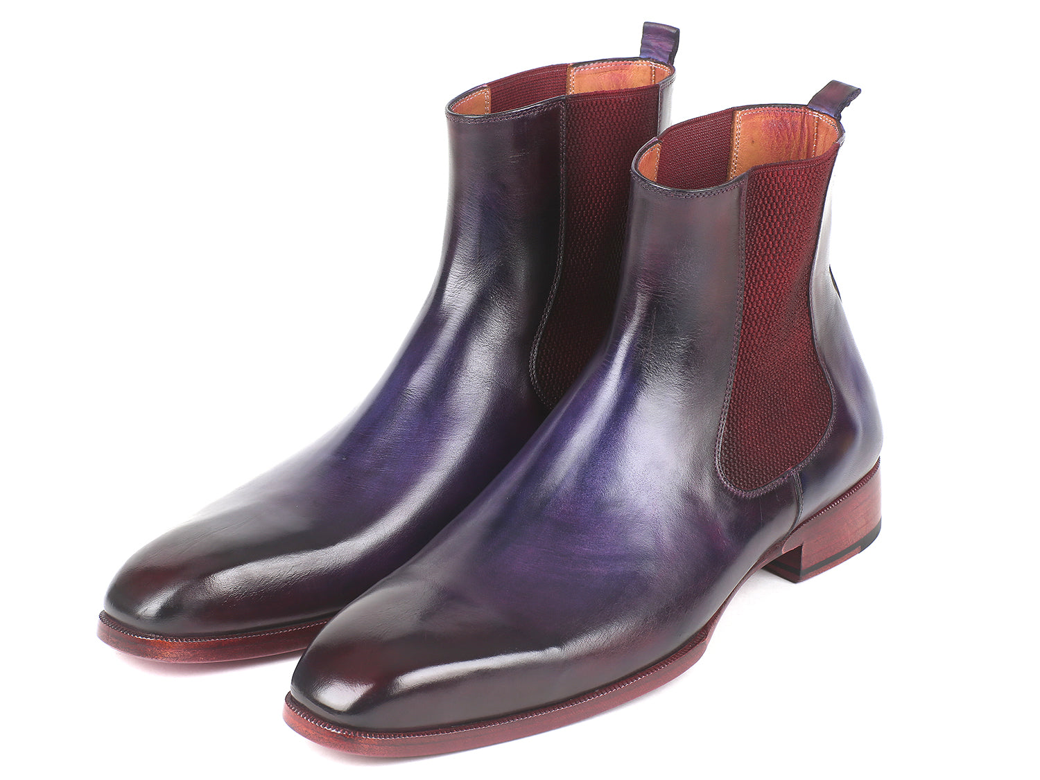 Paul Parkman Navy & Purple Chelsea Boots (ID#BT552PUR) PAUL PARKMAN