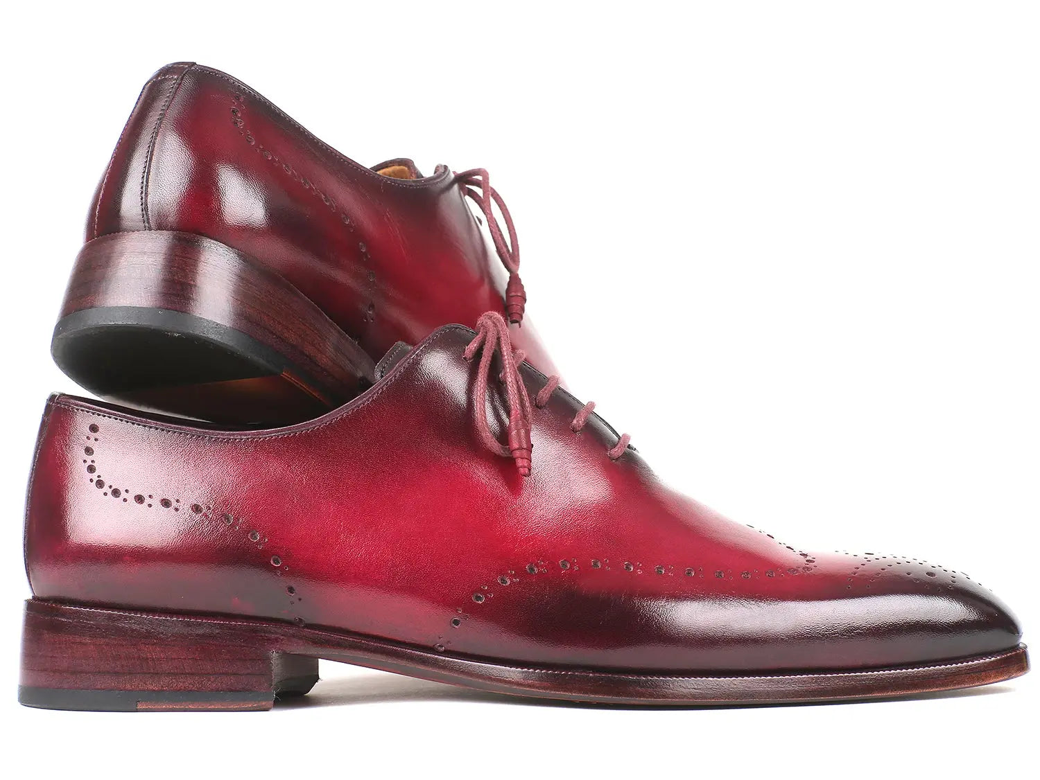 Paul Parkman Men's Bordeaux Burnished Wingtip Oxfords (ID#84RT83) PAUL PARKMAN