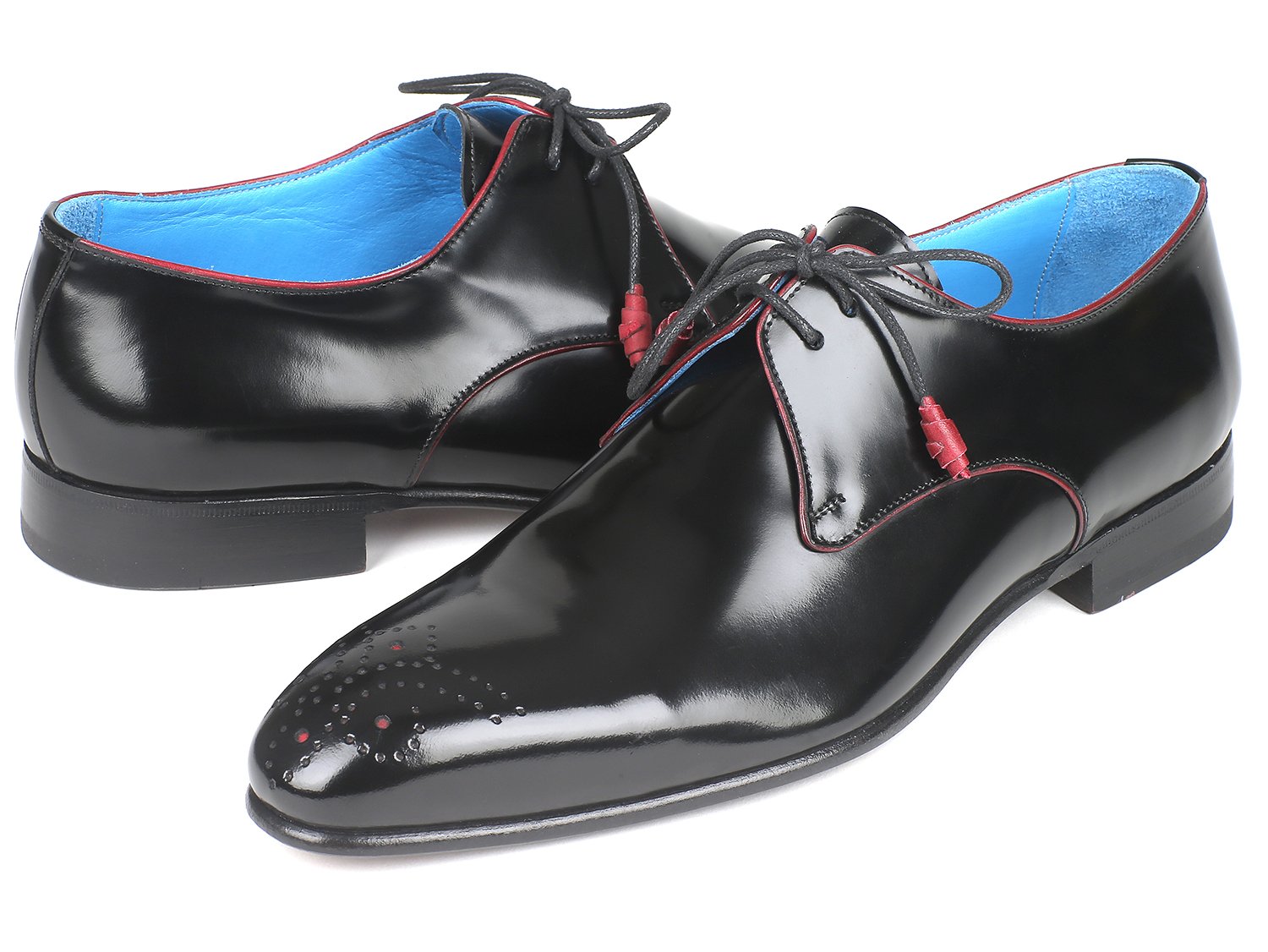 Paul Parkman Medallion Toe Black Derby Shoes (ID#54RG88) PAUL PARKMAN