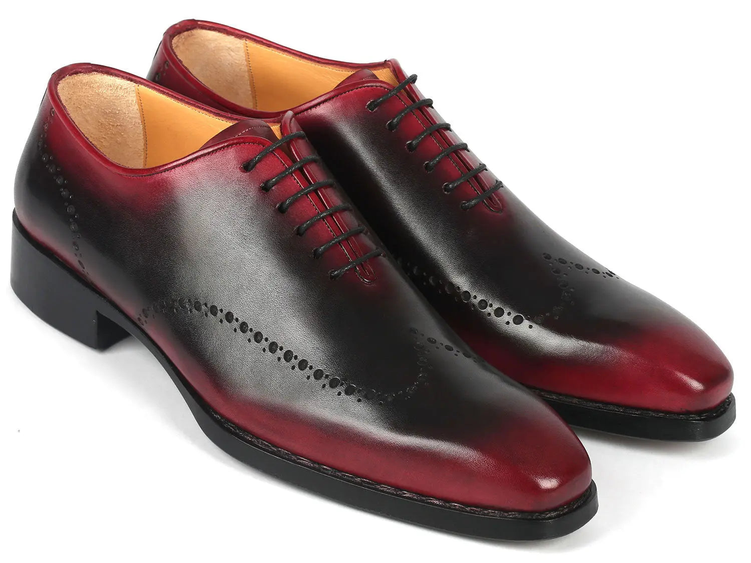 Paul Parkman Men's Red/Black Goodyear Welted Oxfords (ID#081-B51) PAUL PARKMAN