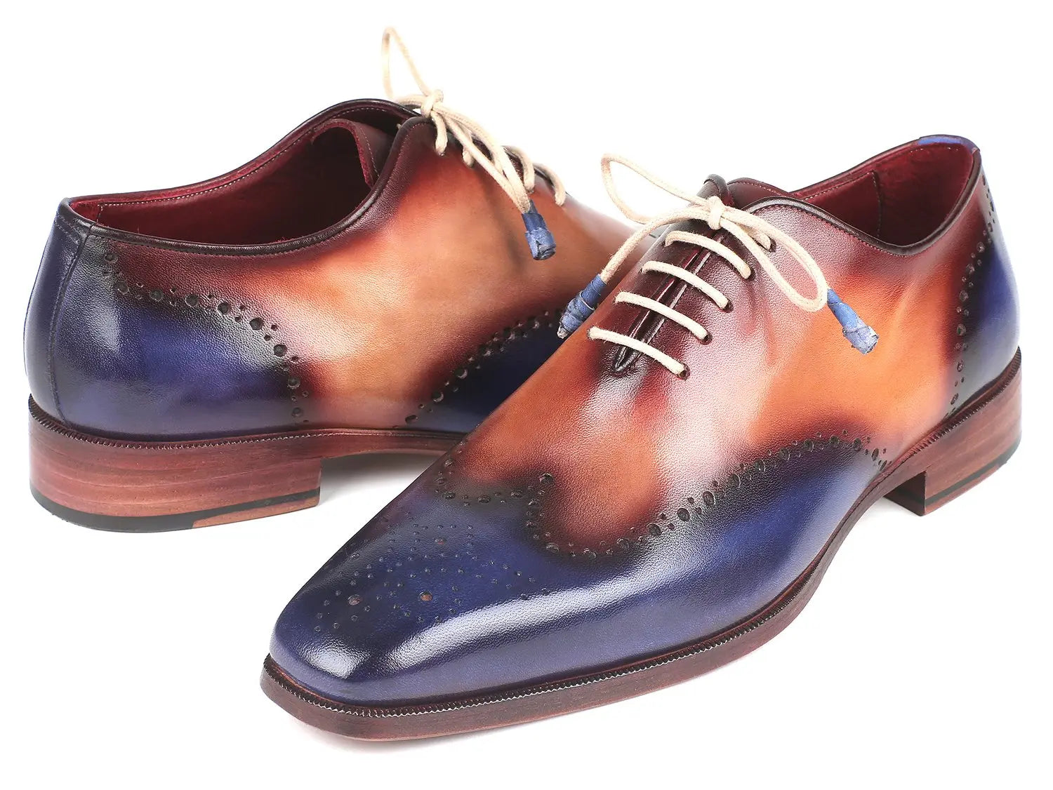 Paul Parkman Men's Blue/Camel Wingtip Oxfords (ID#097BX11) PAUL PARKMAN