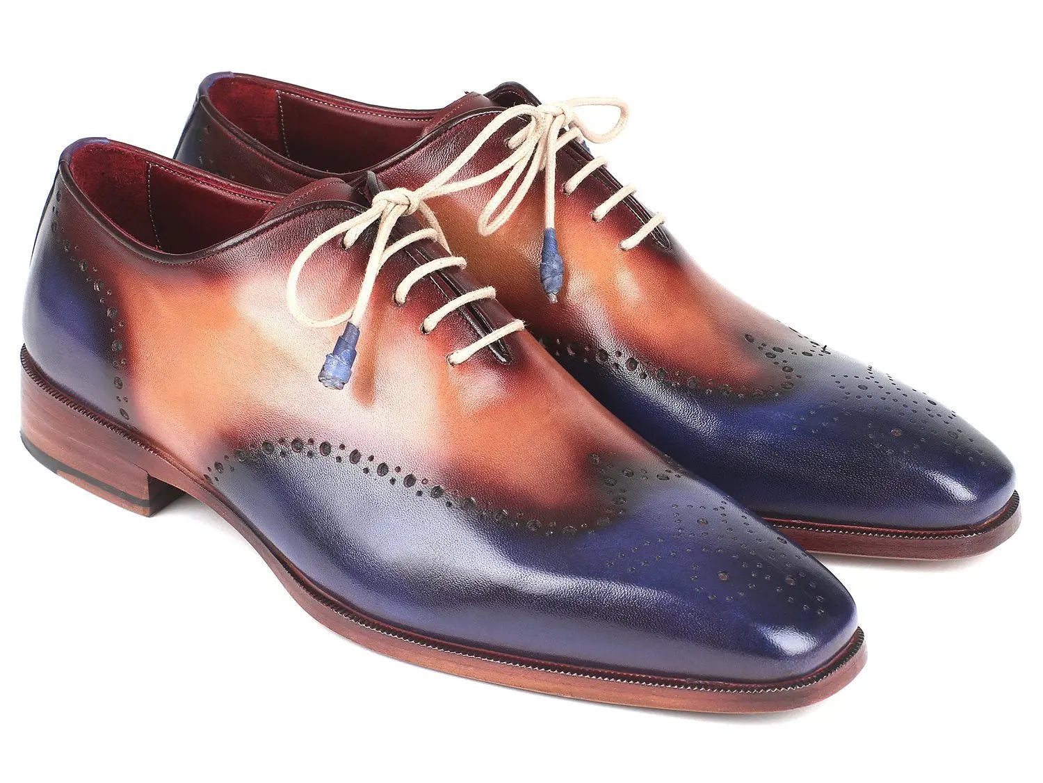 Paul Parkman Men's Blue/Camel Wingtip Oxfords (ID#097BX11) PAUL PARKMAN