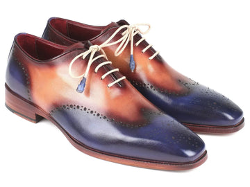 Paul Parkman Men's Blue/Camel Wingtip Oxfords (ID#097BX11) PAUL PARKMAN