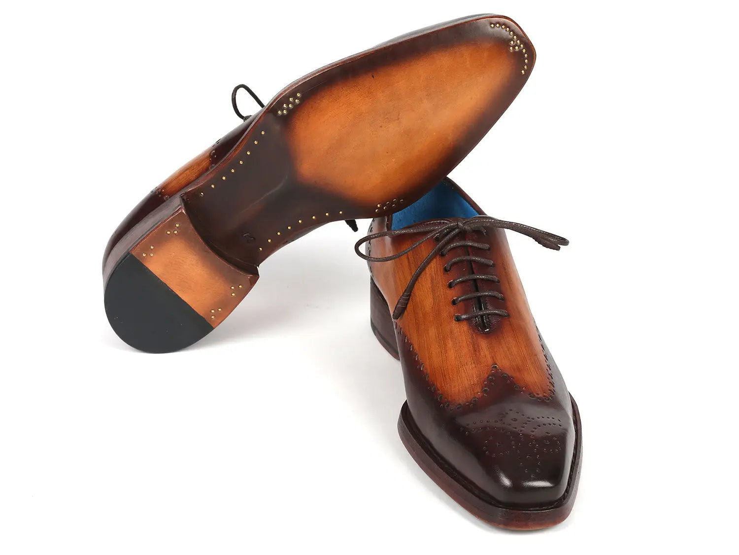 Paul Parkman Men's Two Tone Brown Goodyear Welted Oxfords (ID#081-K33) PAUL PARKMAN