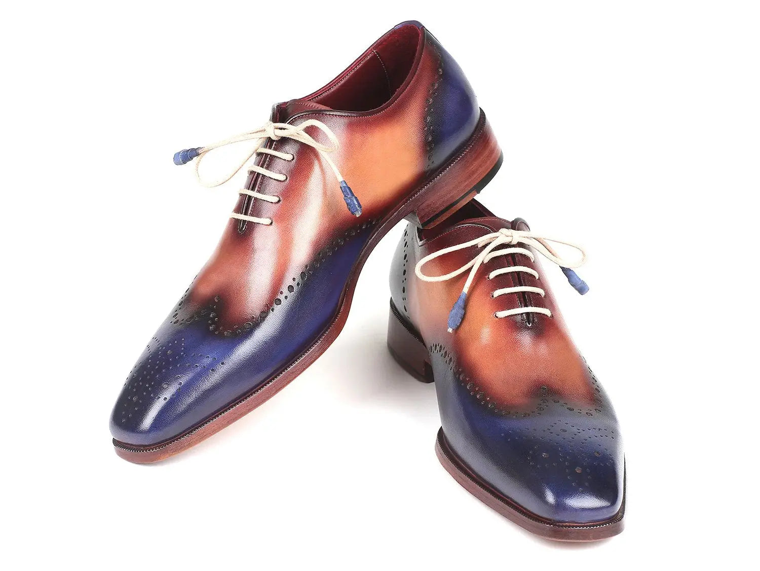 Paul Parkman Men's Blue/Camel Wingtip Oxfords (ID#097BX11) PAUL PARKMAN