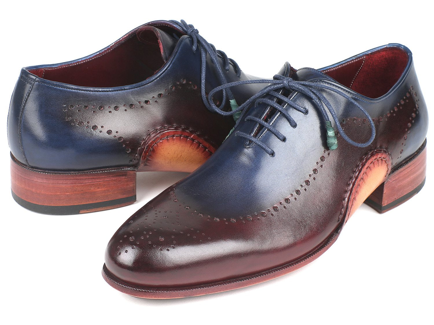 Paul Parkman Opanka Construction Blue & Bordeaux Oxfords (ID#726-BLU-BRD) PAUL PARKMAN