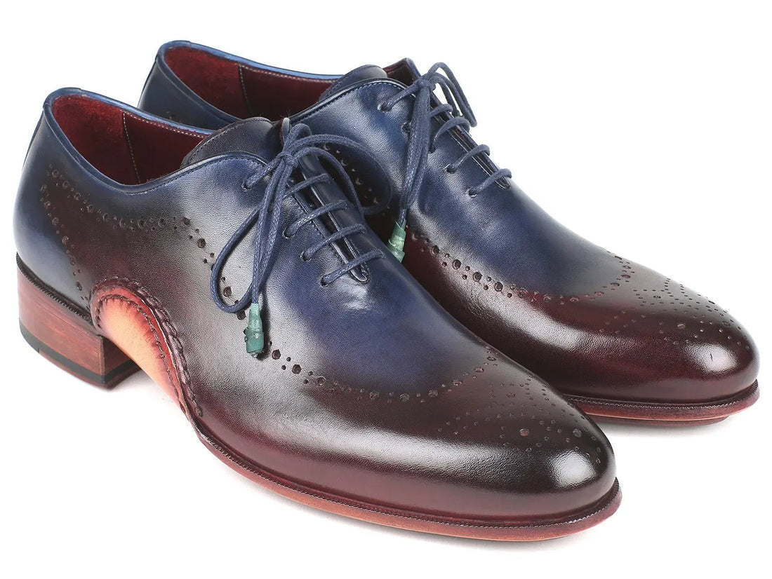 Paul Parkman Men's Blue/Bordeaux Opanka Construction Oxfords (ID#726-BLU-BRD) PAUL PARKMAN