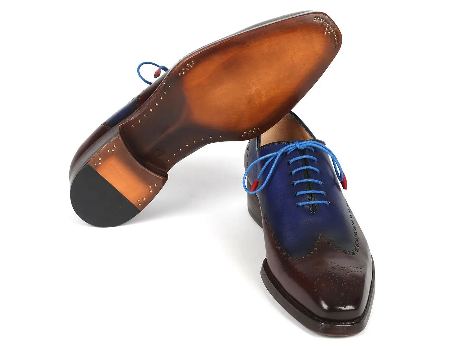 Paul Parkman Men's Brown/Blue Goodyear Welted Oxfords (ID#081-B35) PAUL PARKMAN
