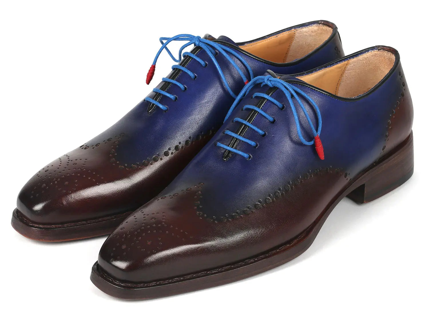 Paul Parkman Men's Brown/Blue Goodyear Welted Oxfords (ID#081-B35) PAUL PARKMAN