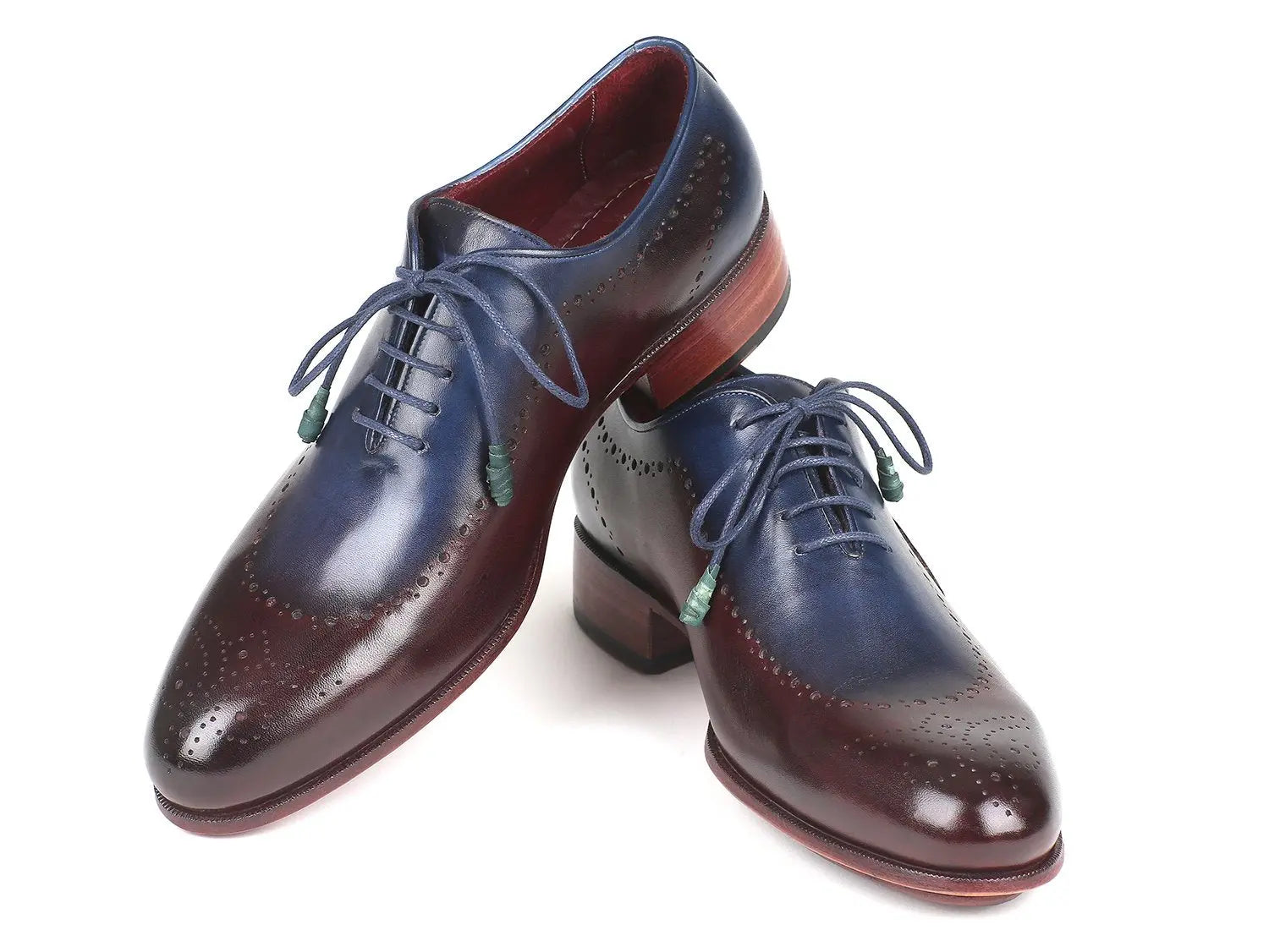 Paul Parkman Men's Blue/Bordeaux Opanka Construction Oxfords (ID#726-BLU-BRD) PAUL PARKMAN