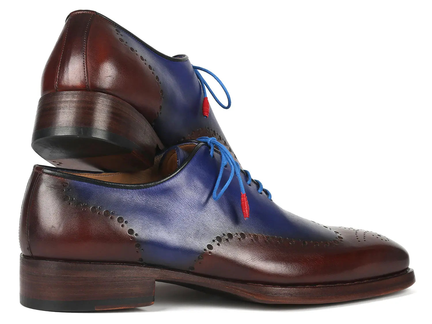 Paul Parkman Men's Brown/Blue Goodyear Welted Oxfords (ID#081-B35) PAUL PARKMAN