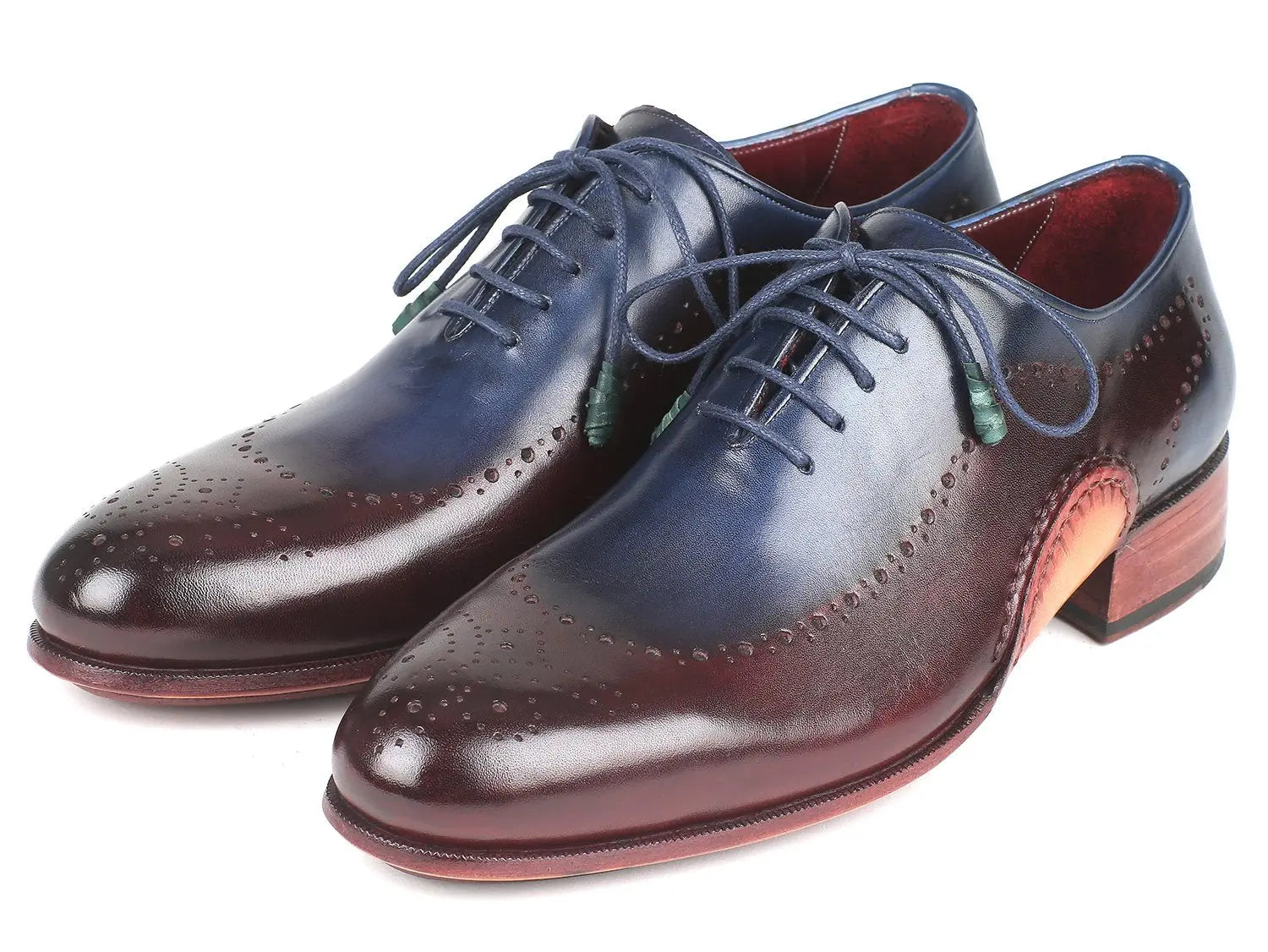 Paul Parkman Men's Blue/Bordeaux Opanka Construction Oxfords (ID#726-BLU-BRD) PAUL PARKMAN