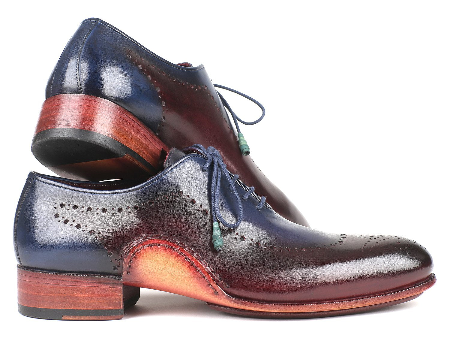 Paul Parkman Opanka Construction Blue & Bordeaux Oxfords (ID#726-BLU-BRD) PAUL PARKMAN