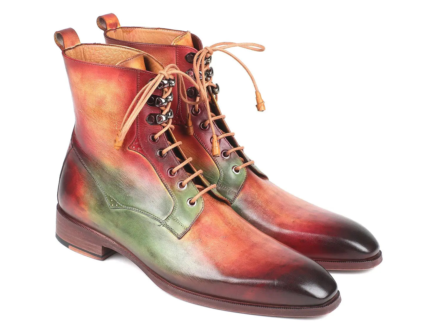 Paul Parkman Men's Green/Camel/Bordeaux Genuine Leather Boots (ID#BT533SPR) PAUL PARKMAN