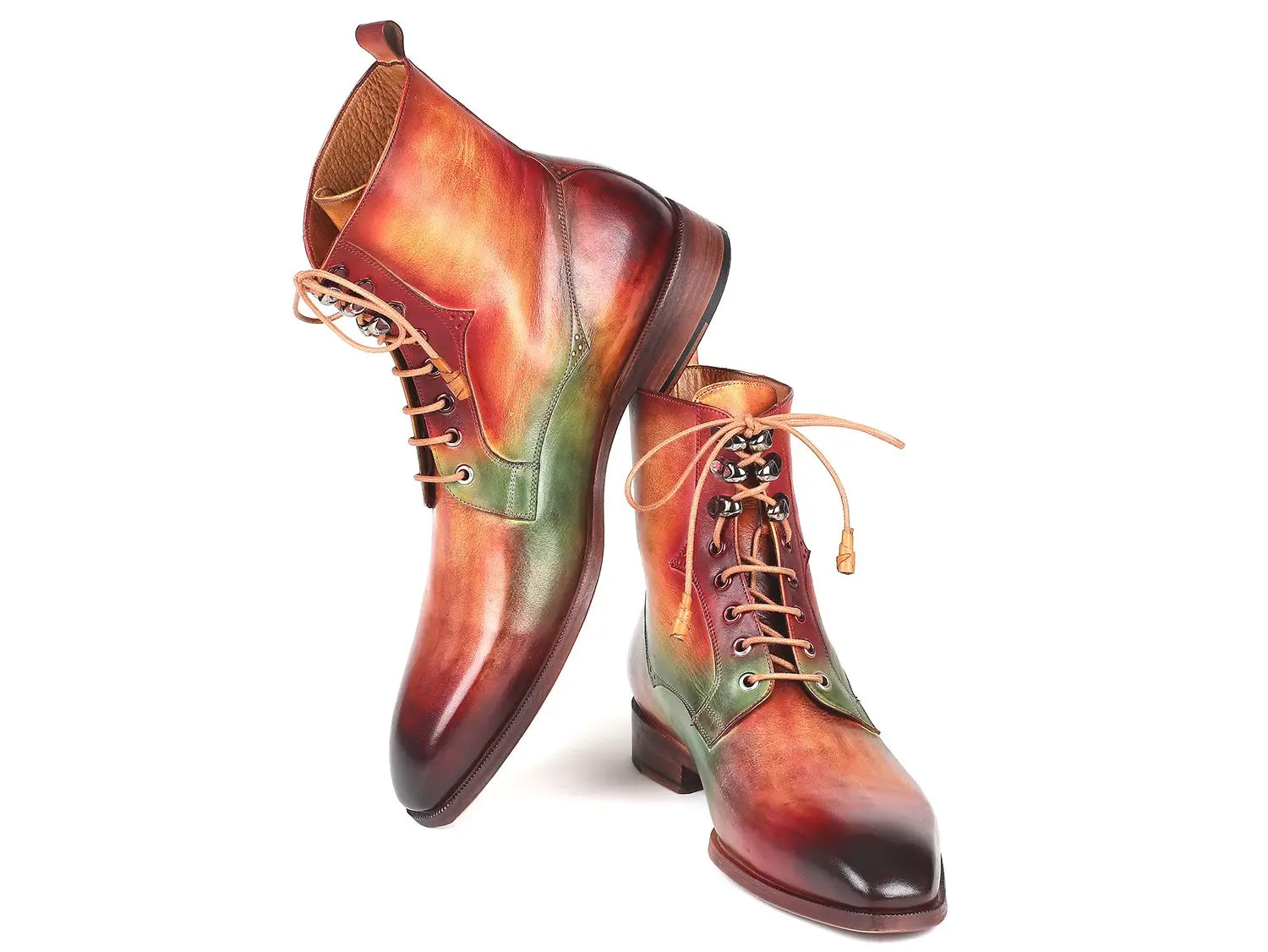Paul Parkman Men's Green/Camel/Bordeaux Genuine Leather Boots (ID#BT533SPR) PAUL PARKMAN
